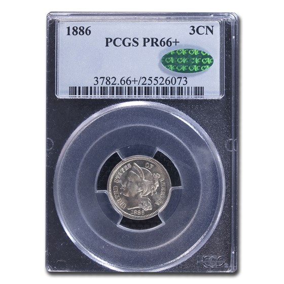 1886 Three Cent Nickel PR-66+ PCGS CAC 1886 Three Cent Nickel PR-66+ PCGS CAC